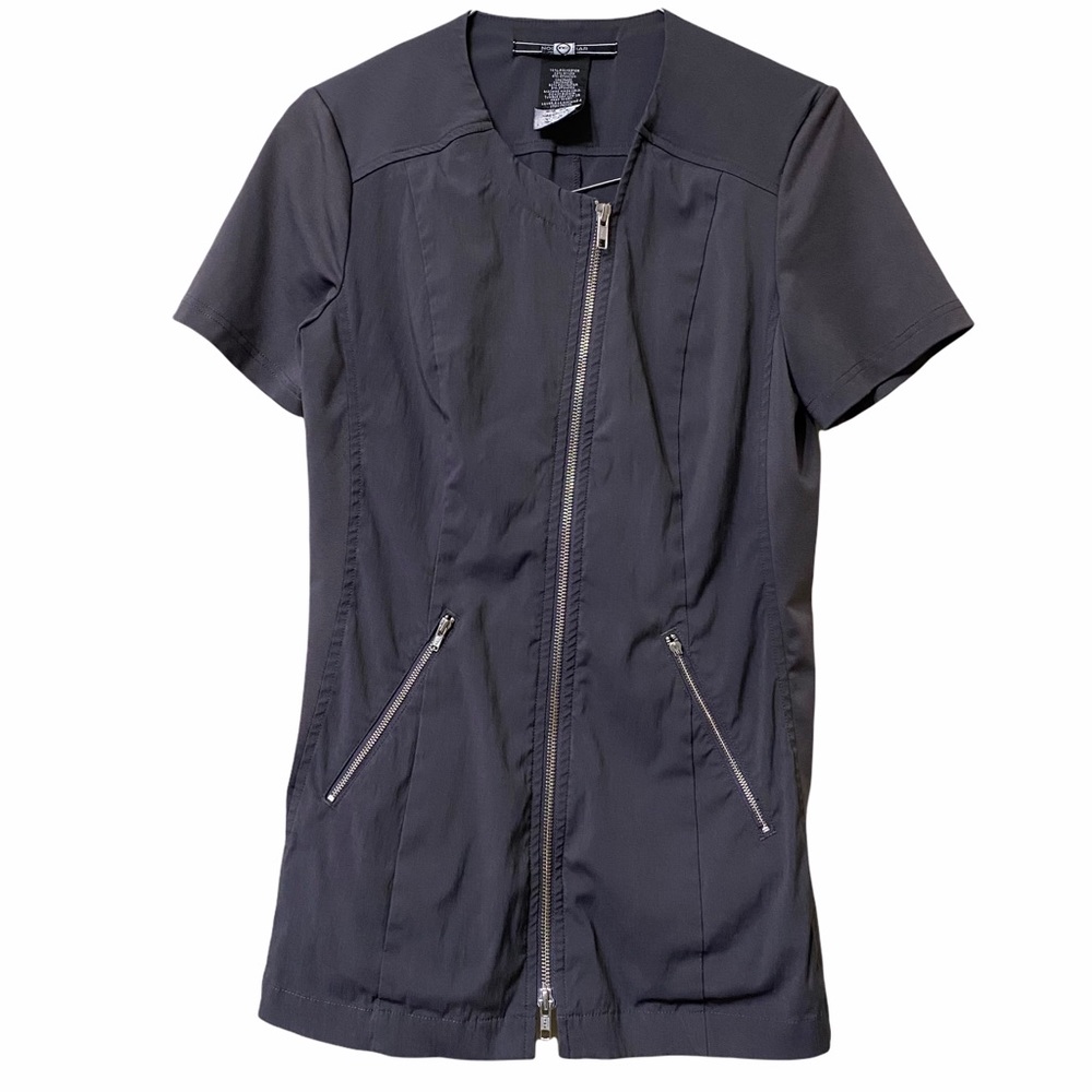 Noel Asmar women’s XXS Gray Full Zip Scrub Top Uniform Career Utility